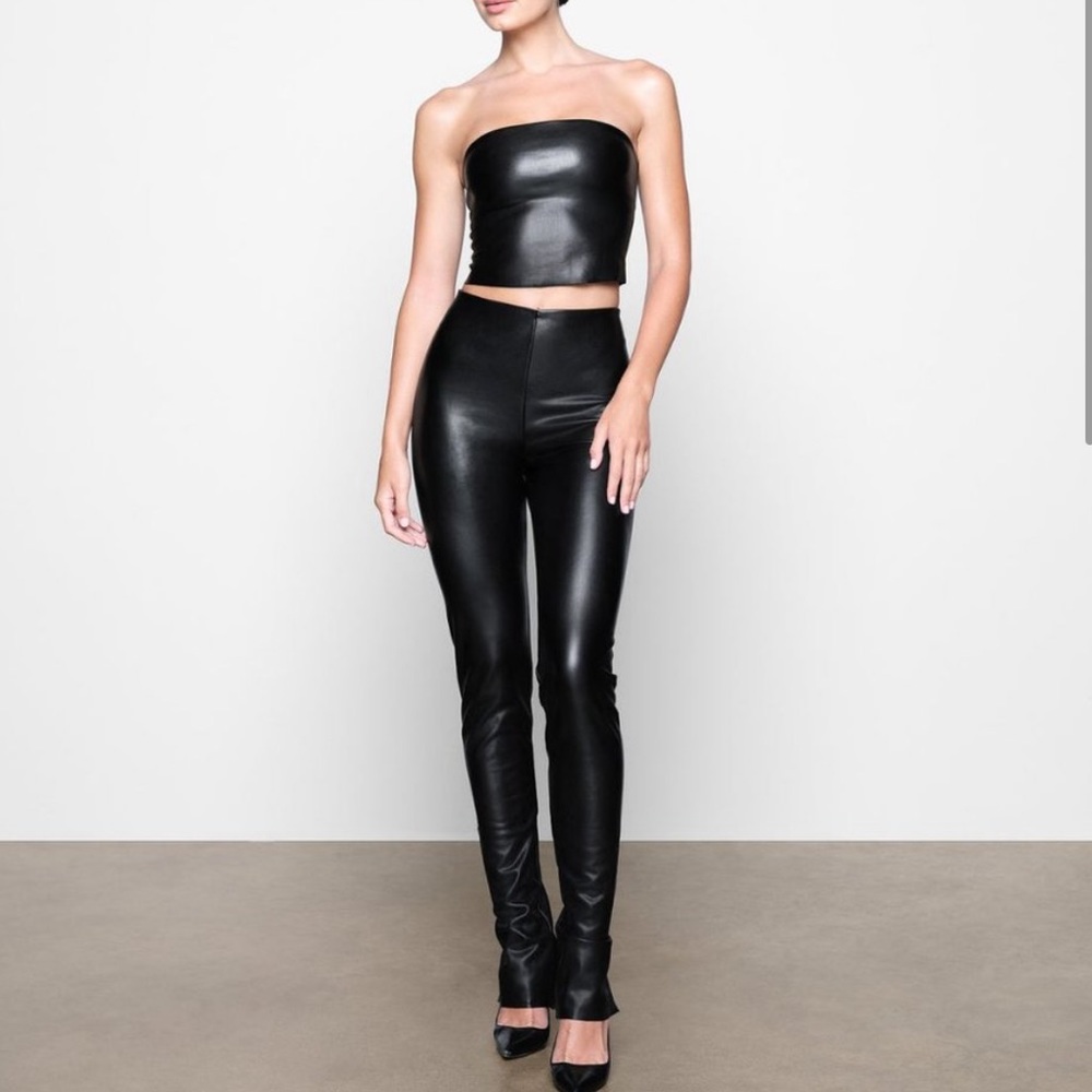 Skims faux leather bandeau NWT